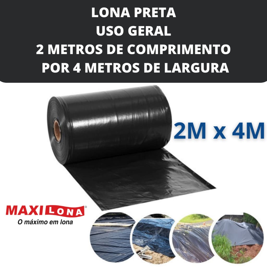 2 Metros Lona Plástica Preta Para Pintura Com 4 Metros De Largura Lonax Uso Geral Lona Preta 2mx4m