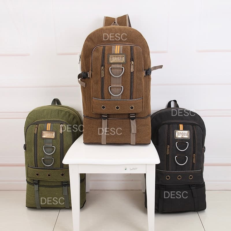 Mochila Grande De Lona 50 Litros Reforçada Para Viagens E Motoboys