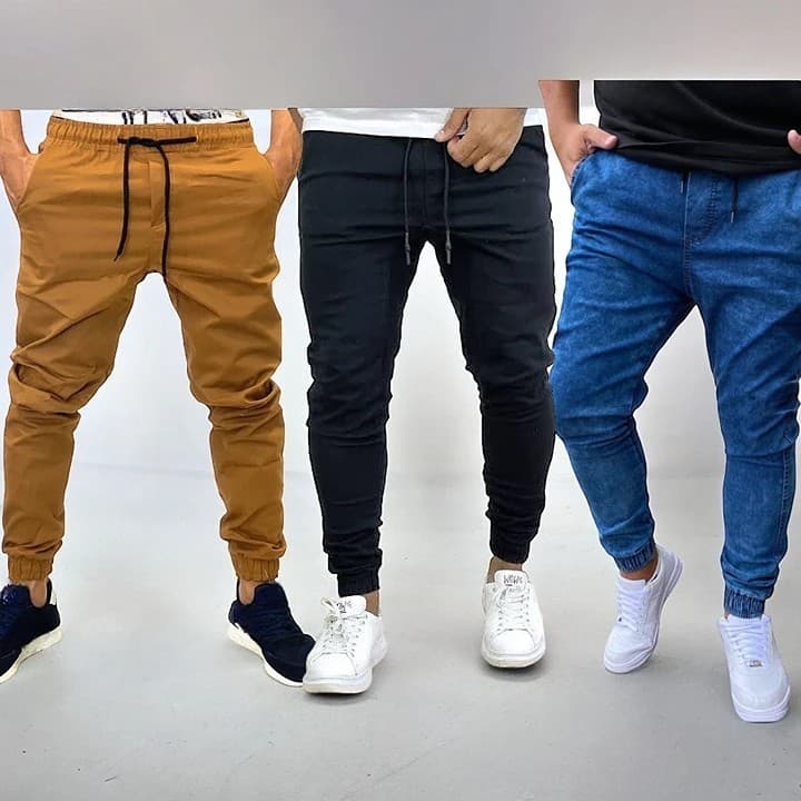 Kit com 3 Calças Masculinas Jogger Slim