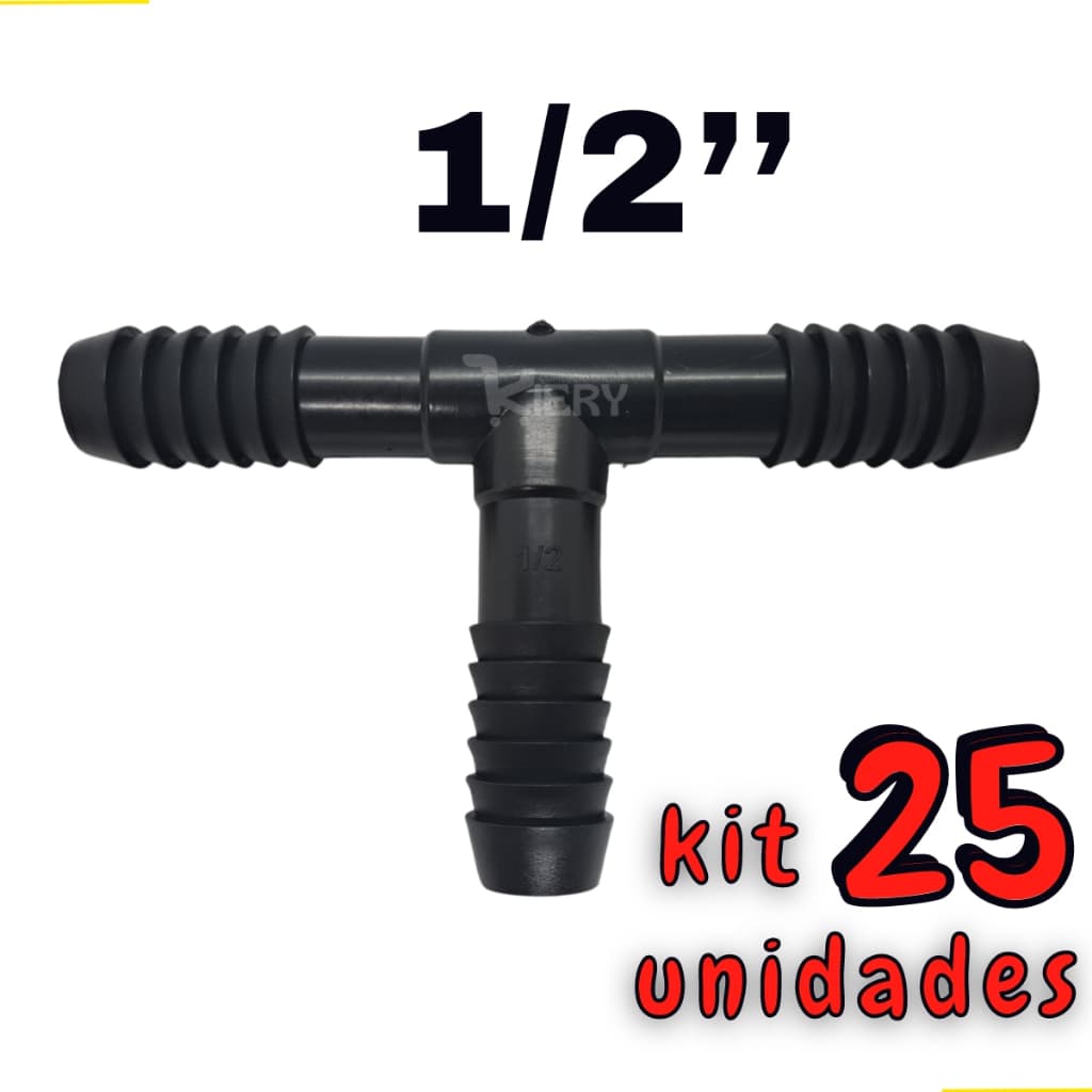 Conexão Emenda Tê T 1/2 Meia Polegada Grapa Irrigação 25 Unidades