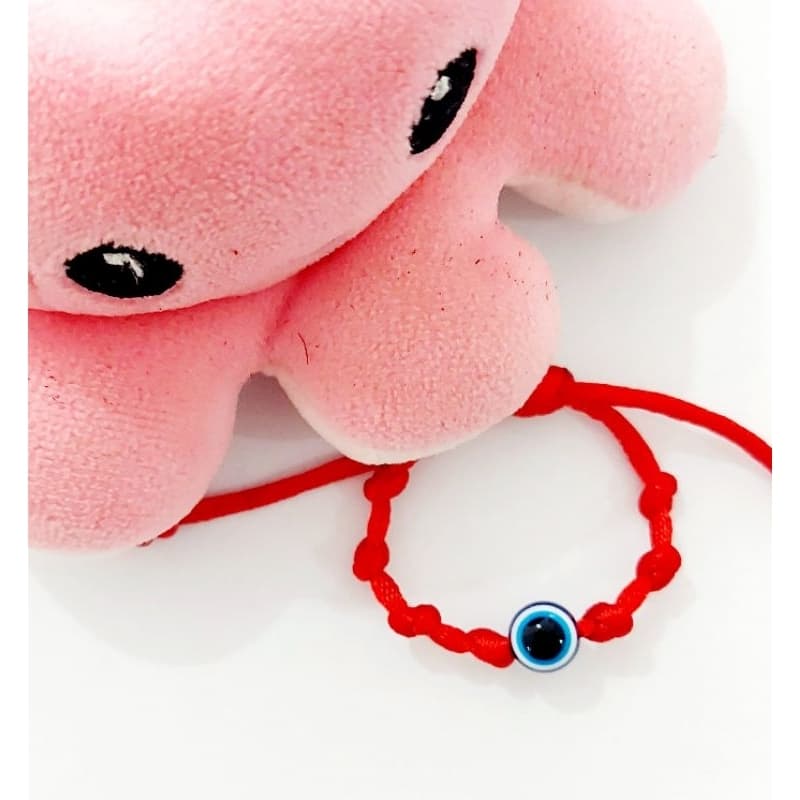 pulseira 7 nós para bebê (0a 2 anos) com olho grego - fio de 2 mm