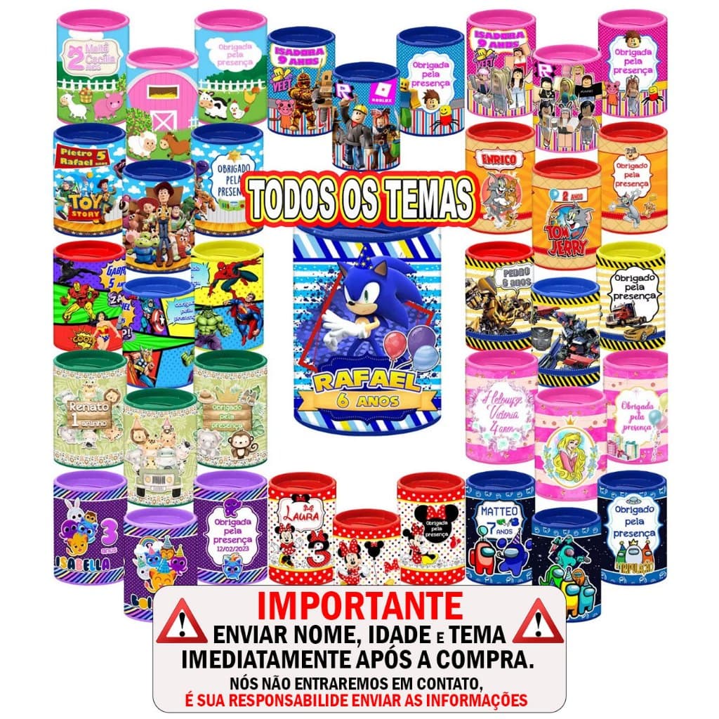 Cofrinhos Personalizado Qualquer Tema Envio Mais Rápido Mickey Minnie Hot Wheels Masha Heróis etc