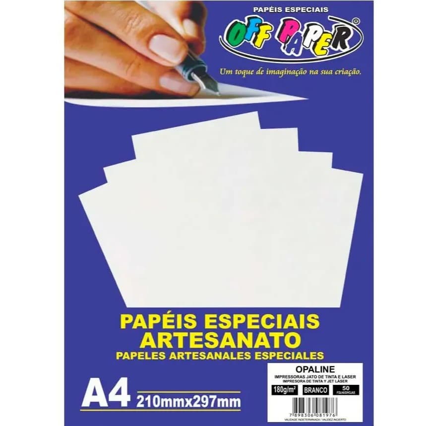 Papel Especial Artesanato A4 Opaline/Offset 120g 180g 240g Off Paper 50 Folhas