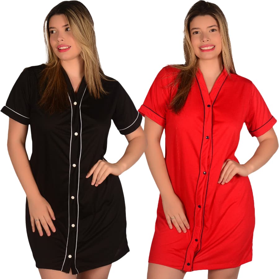 Kit com 2 Camisolas Blogueirinha Sem Gola Botões Aberta Na Frente