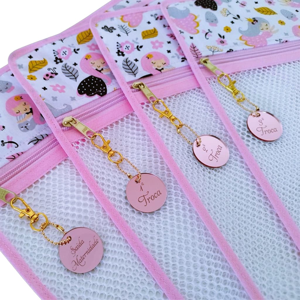 MRP KIDS Saquinho Maternidade Organizador Bolsa Maternidade Pingente Rose Gravado a Laser