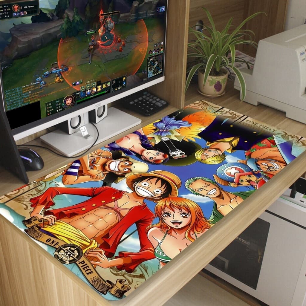 Mouse pad ONE PIEC gamer Antiderrapante Grande diversas estampas 70x35 cm borda costurada