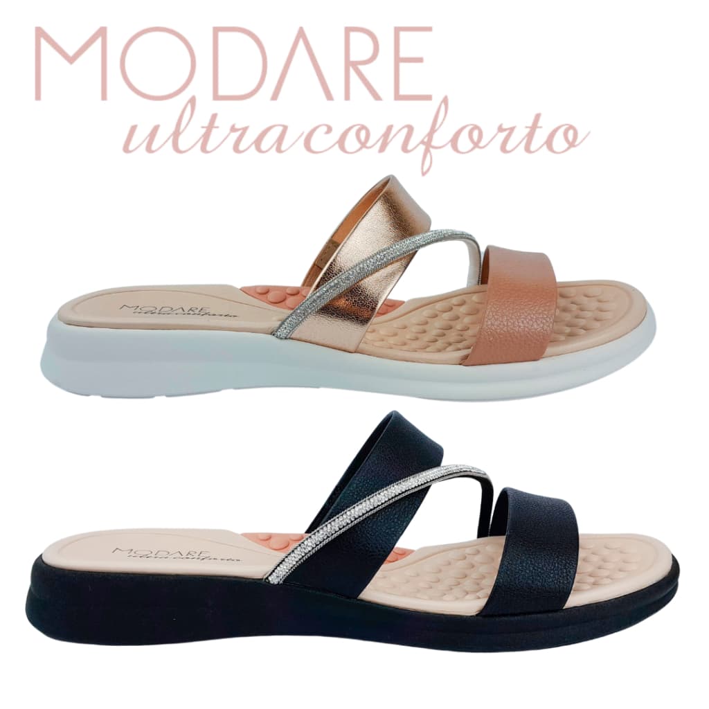 Chinelo Papete Modare Ortopédico Ultraconforto Massageador Esporão Strass Verão