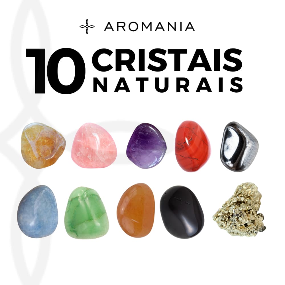 Kit 10 Pedras 100% Naturais Cristais Rolados - Saúde, Sorte, Prosperidade, Proteção e Amor