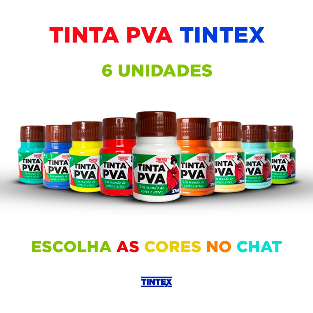 Kit c/ 6 Tinta PVA Fosca - TINTEX | 37ml [Escolha a cor pelo chat]