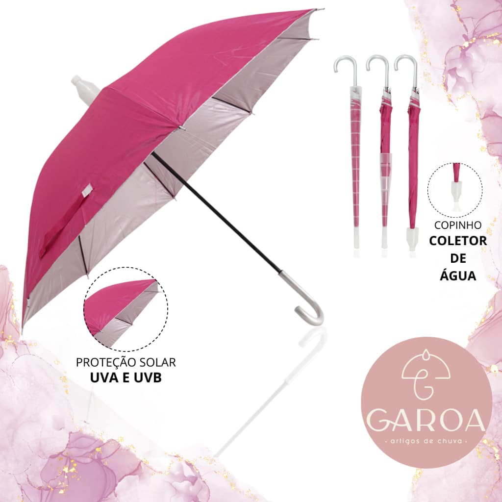 Guarda Chuva Automático Reforçado Com Copinho Coletor E Proteção Solar Sombrinha