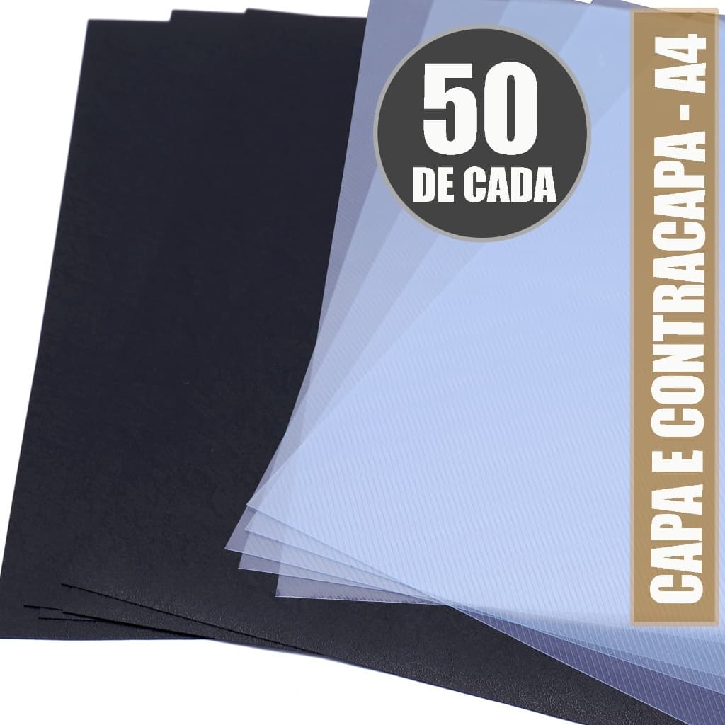 Capa para Encadernação A4 / Capa Cristal-line / Contra capa Preto