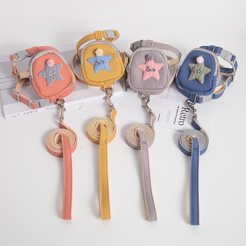 Coleira peitoral com Mochila E guia para cachorro pequenos e gatos 024-085S/086M
