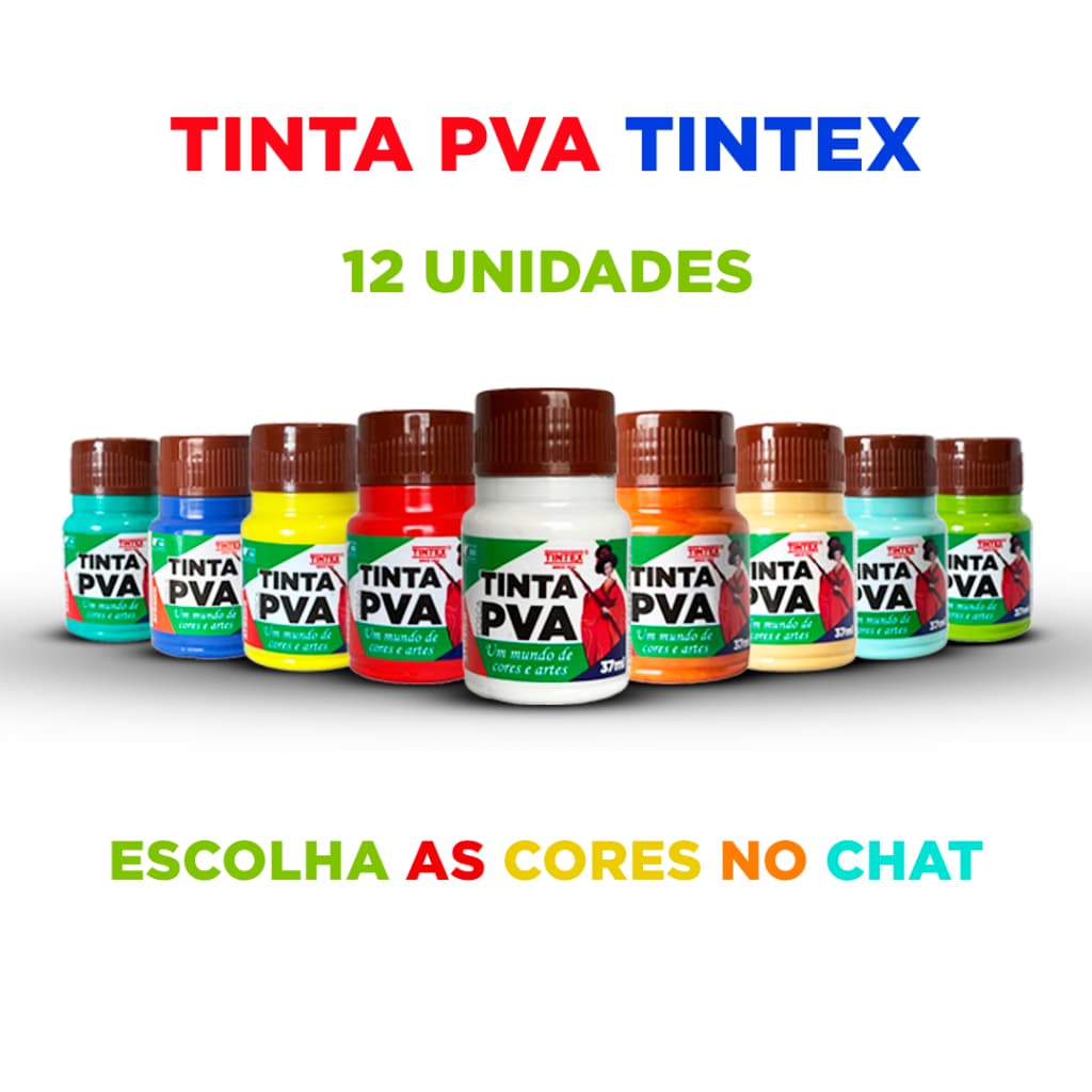 Kit c/ 12 Tinta PVA Fosca - TINTEX | 37ml [Escolha a cor pelo chat]