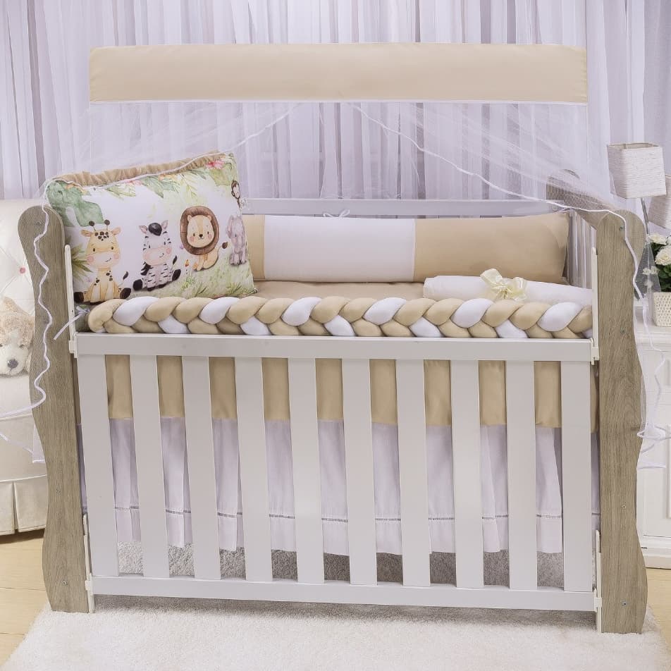 Kit Berço Bebê Trança 10 Peças Modelo Americano e Tradicional Menino E Menina