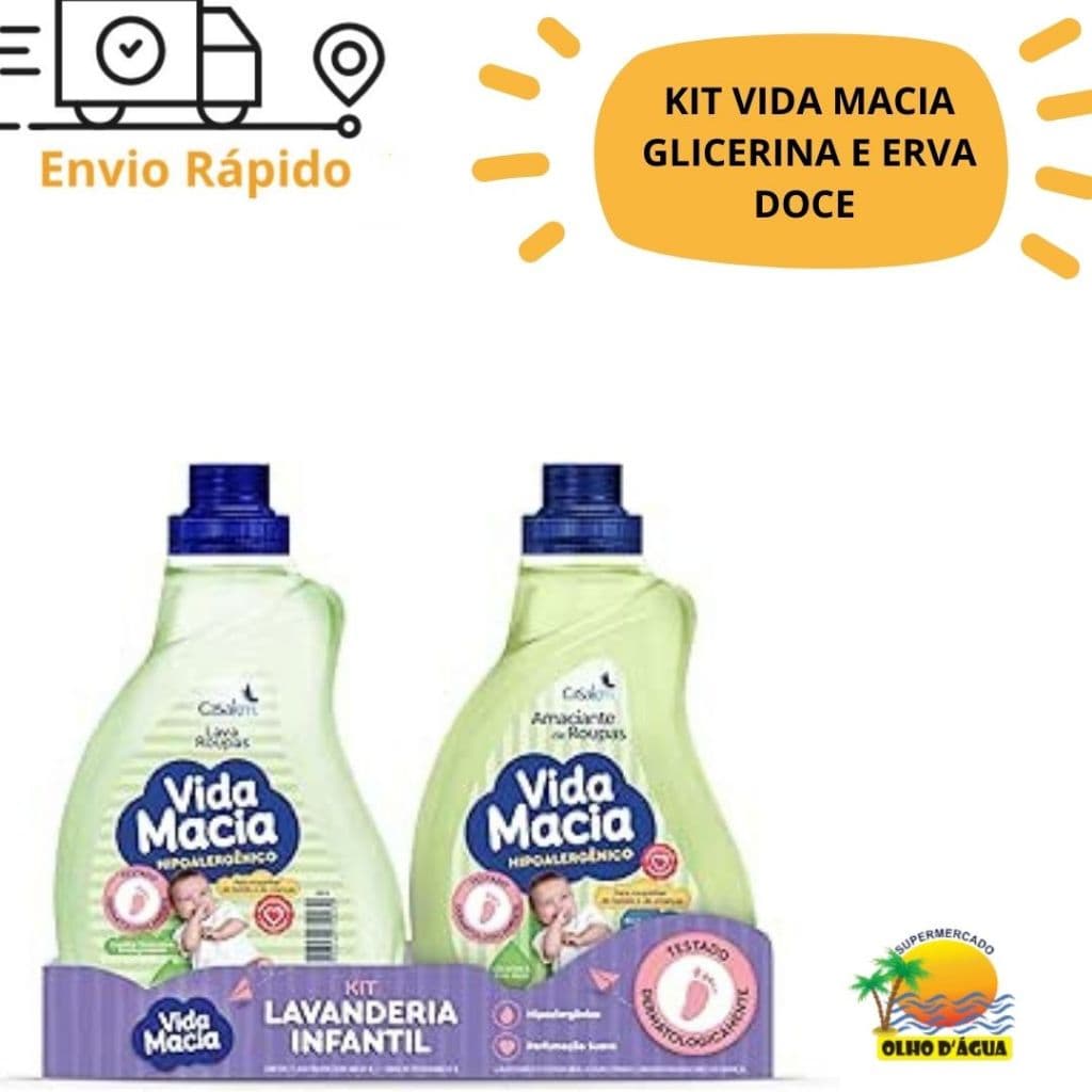 KIT VIDA MACIA GLICERINA E ERVA DOCE - LAVA ROUPA 1L E AMAIANTE 1L