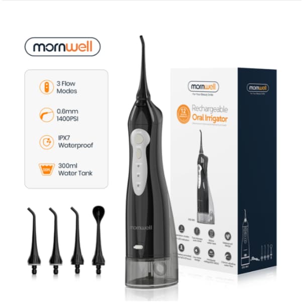 Irrigador Oral Bucal de jato D'agua Portátil Mornwell D52 Preto