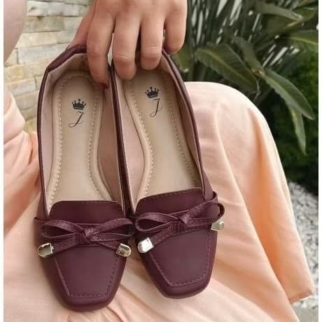 Mocassim Feminino Vermelho Marsala Sapatilha Lacinho Feminina Casual Sapato Confortavel