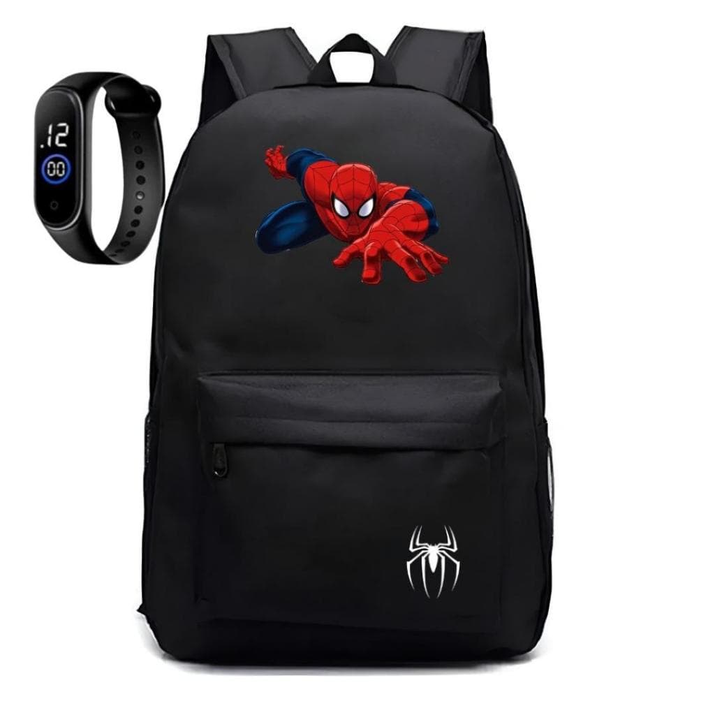Mochila Escolar Infantil Masculino e Feminina Grande Bolso Lateral + Relógio Digital