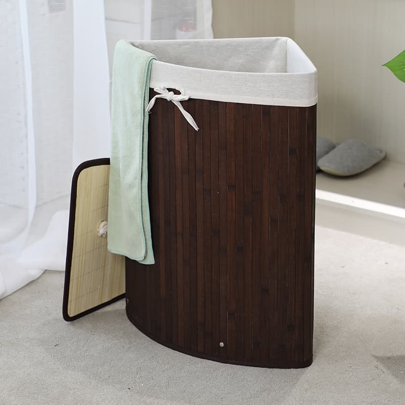 Cesto Roupa Suja Bambu Dobrável Desmontável Organização Banheiro Lavanderia