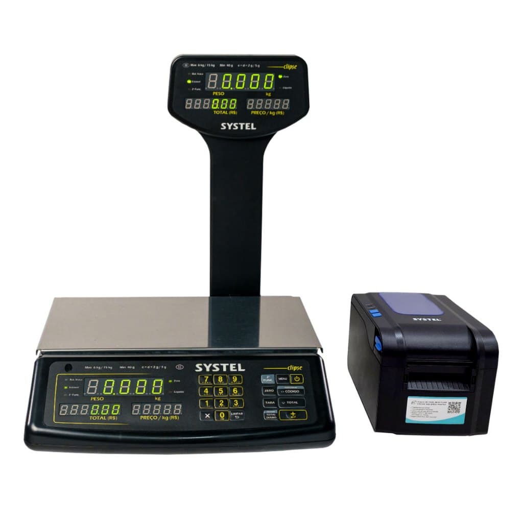 Balança Digital Systel Clipse Com Torre 30kg + Impressora