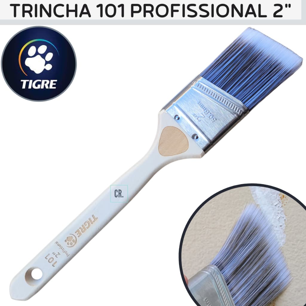 Pincel Para Pintura Trincha Angular Profissional Tigre 2" Para Recorte de Alta Precisão Premium.