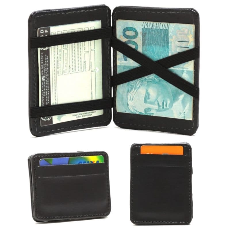 Carteira slim mágica porta cartão notas documentos