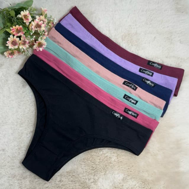Kit 5 Calcinha De Algodão 100% Premium Feminina Dia a Dia Confortável Barato