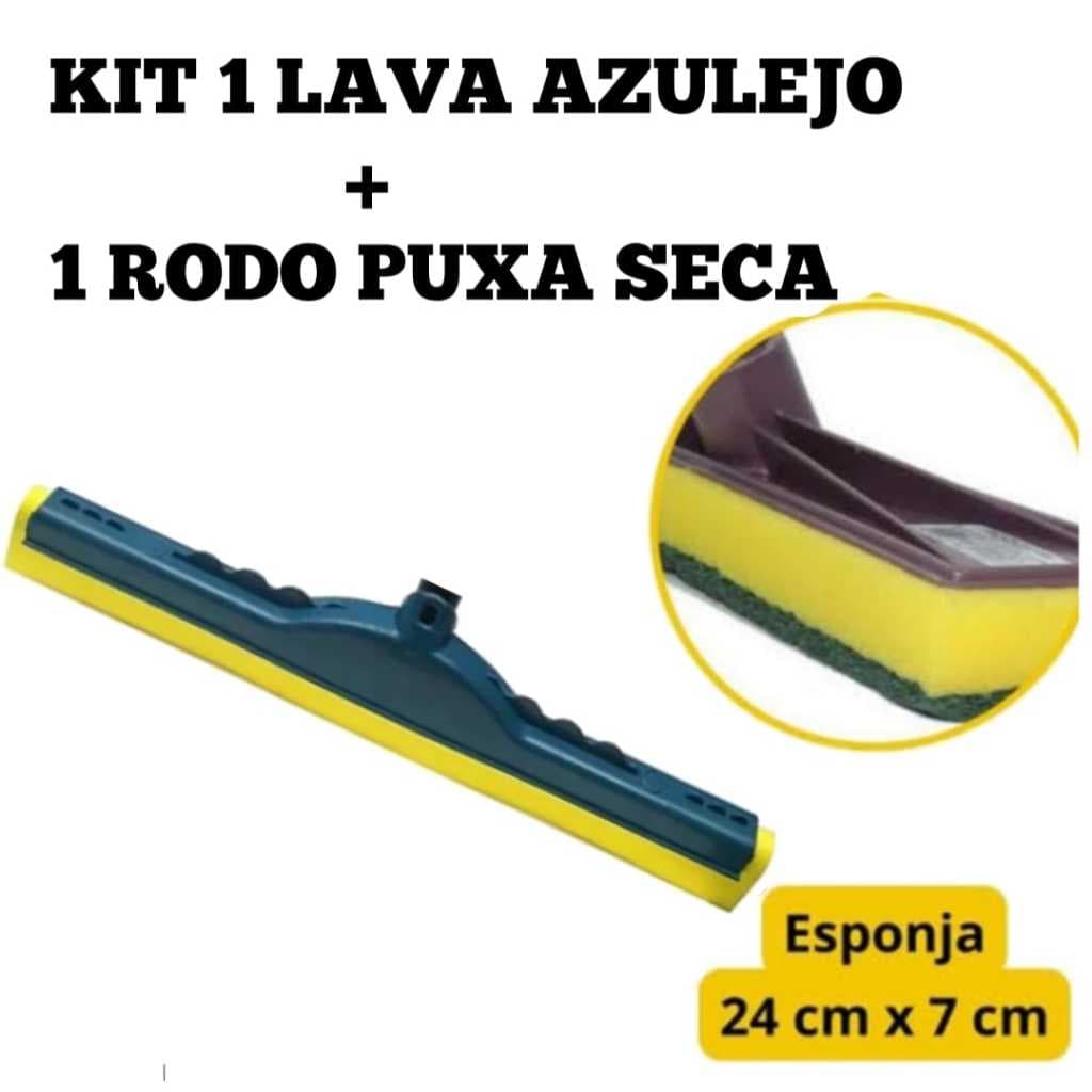 kit 1 Lava Azulejo Esponja abrasiva + 1 Rodo puxa e seca