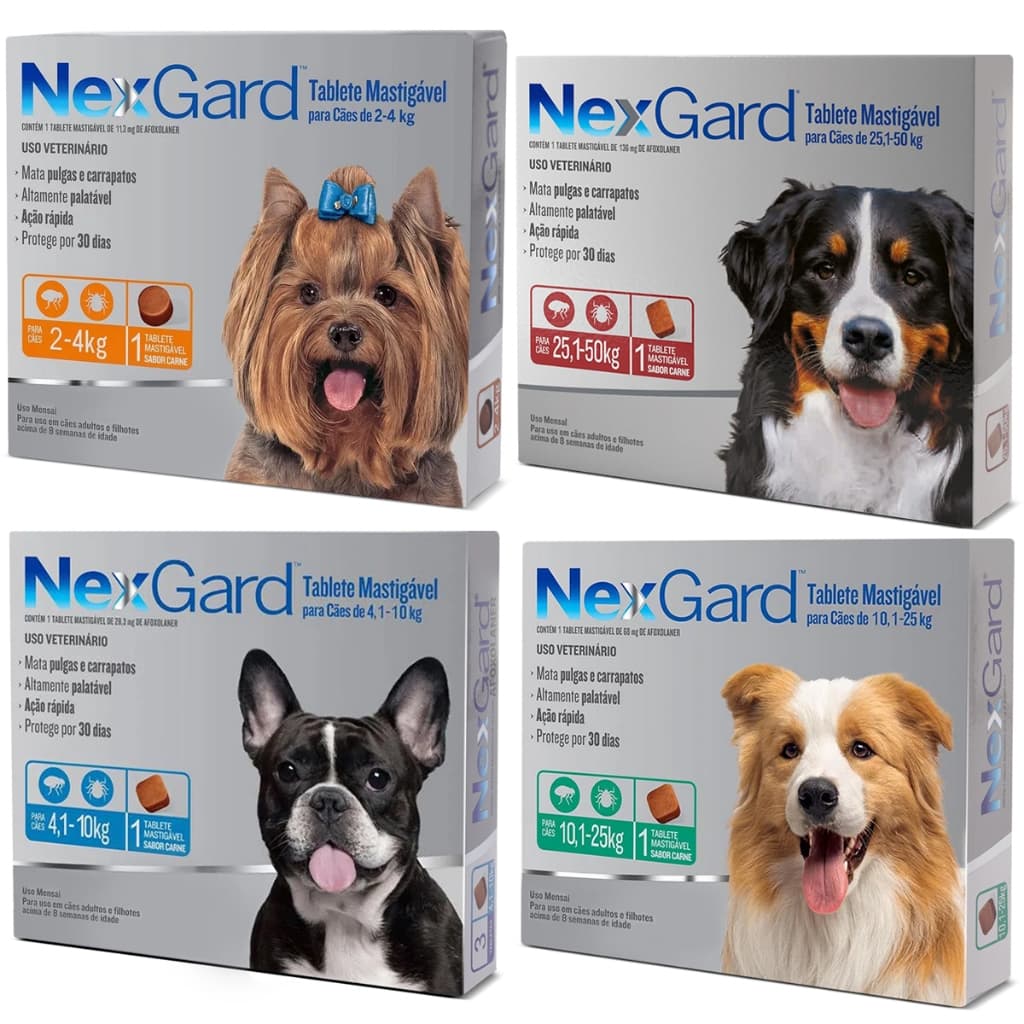 Nexgard de 2kg a 50kg 1 Tablete Antipulgas e Carrapatos Para Cachorro