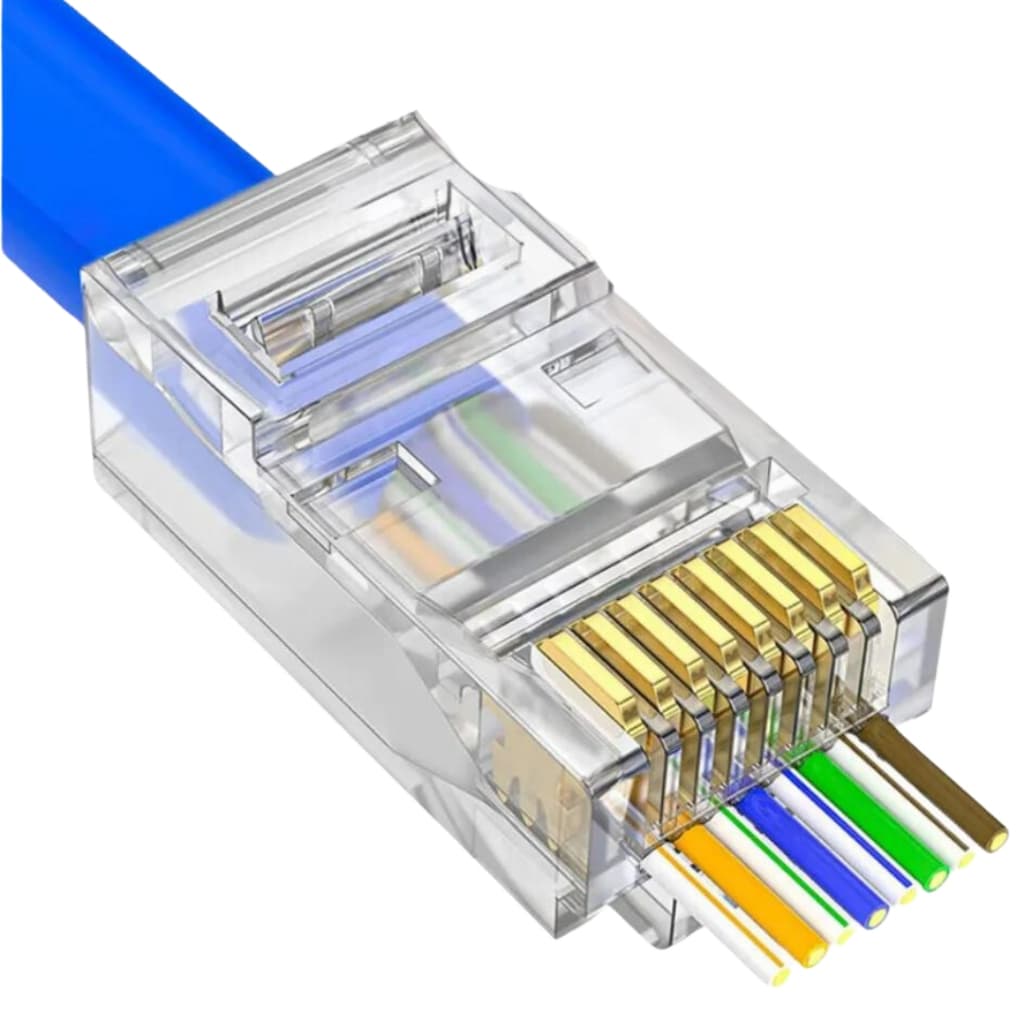 Pacote Conector RJ45 Vazado / Passagem EZ Crimp Cat.5E 8x8