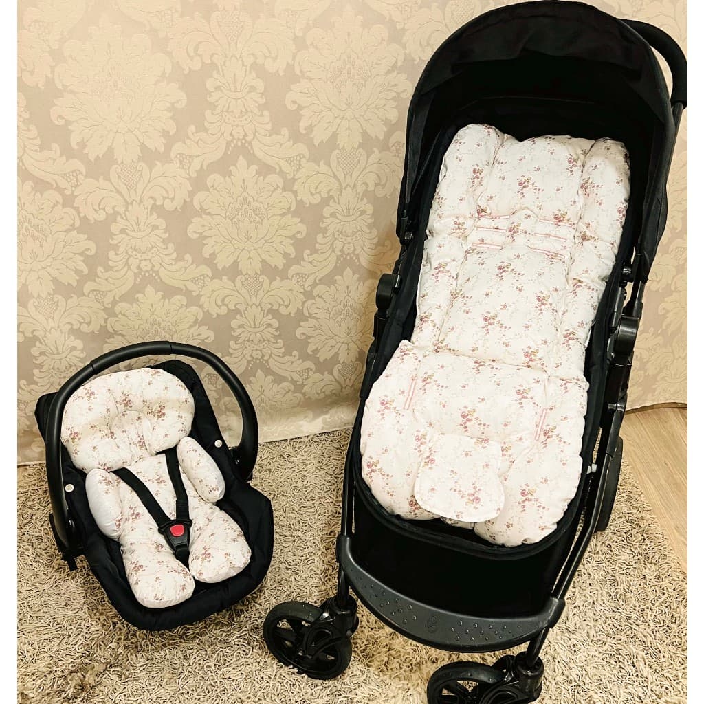 Kit Redutor de Bebê Conforto E Colchonete de Carrinho com Protetor de Cinto