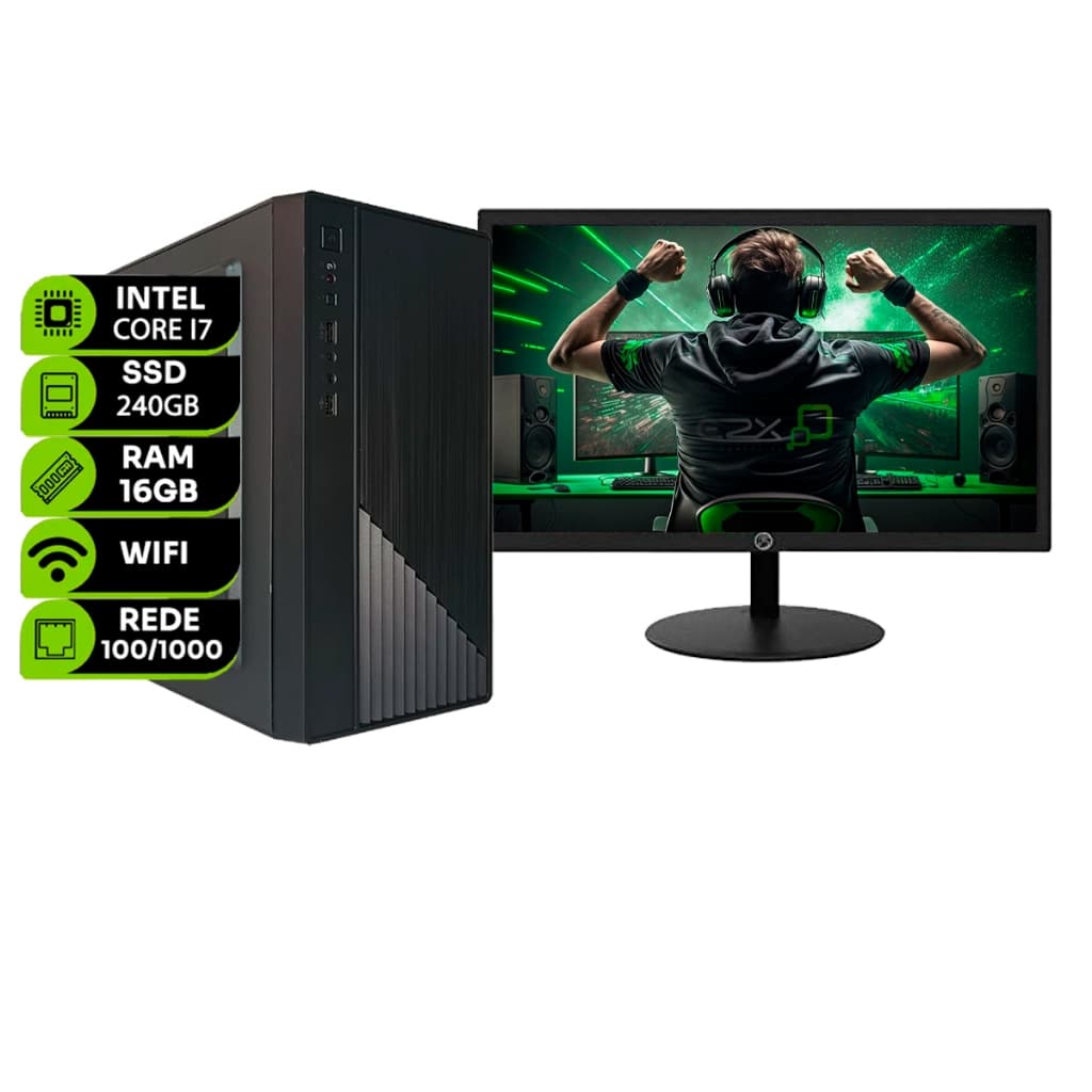 Computador Intel Core I7 3° Geração 16gb Ssd 240gb Monitor 20