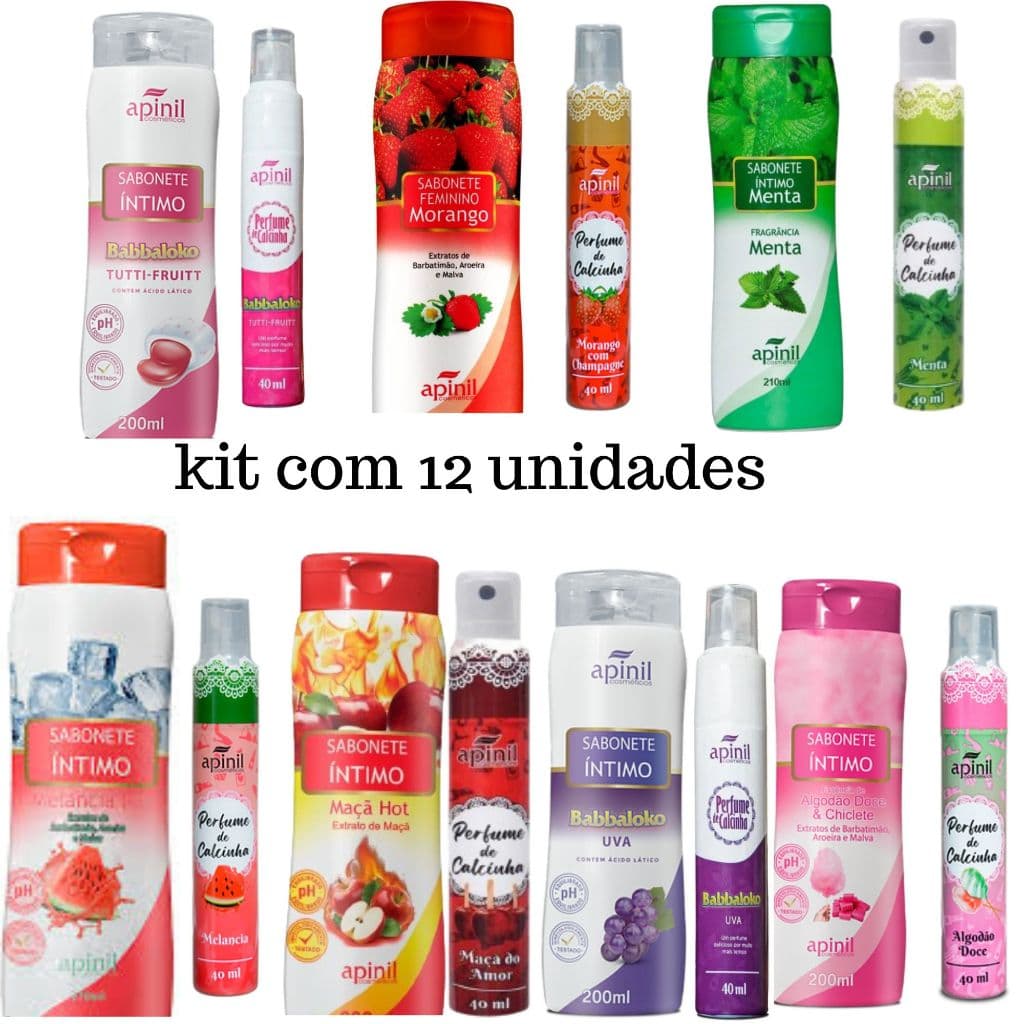 Kit com 12 unidades 6 Perfume de Calcinha +  6 Sabonete íntimo - Apinil