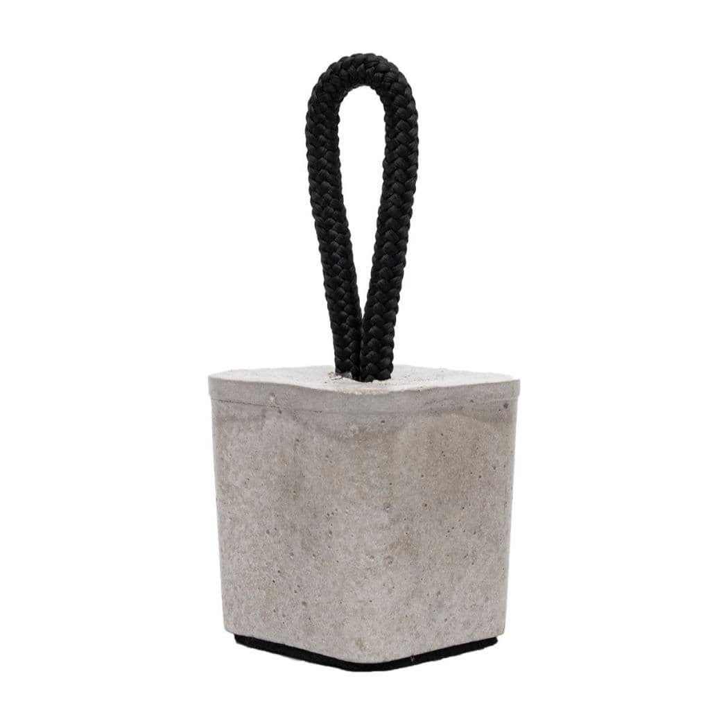 Peso Calço Aparador  De Porta Quadrado Concreto Cimento Cinza Corda Preta Nylon