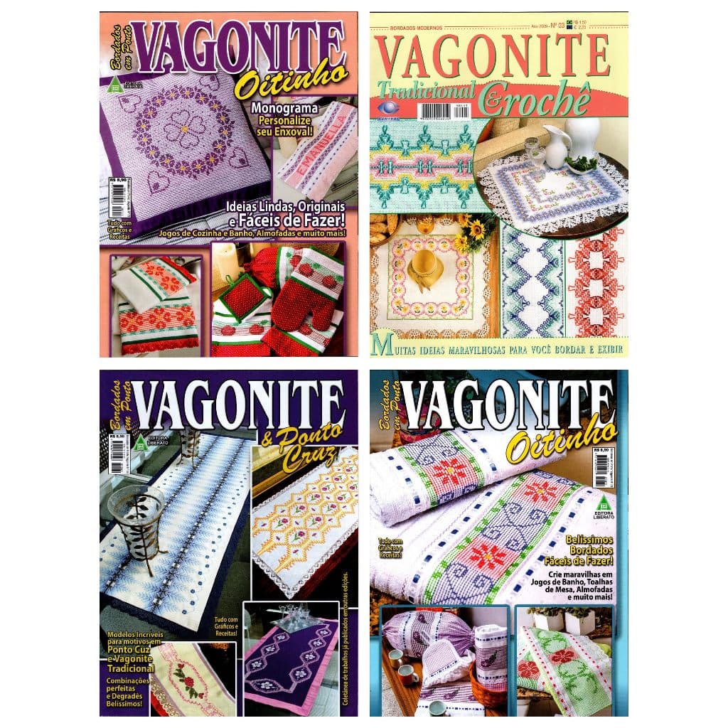 Kit 4 Revistas Bordado Ponto Vagonite Oitinho