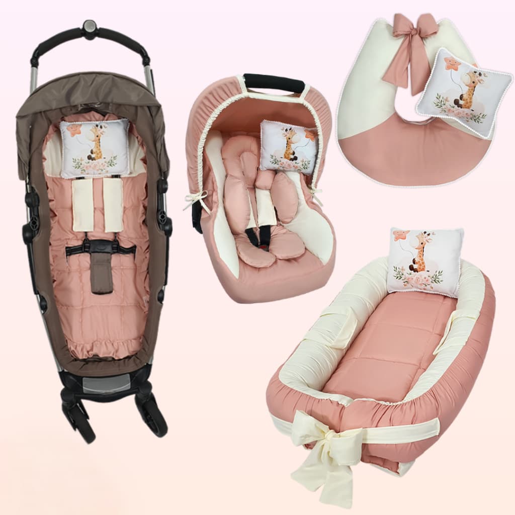 Kit 11 Peças - Ninho Redutor, Almofada de Amamentar, Capa de Bb Conforto, Capota , Protetor de Cinto, Capa de Carrinho
