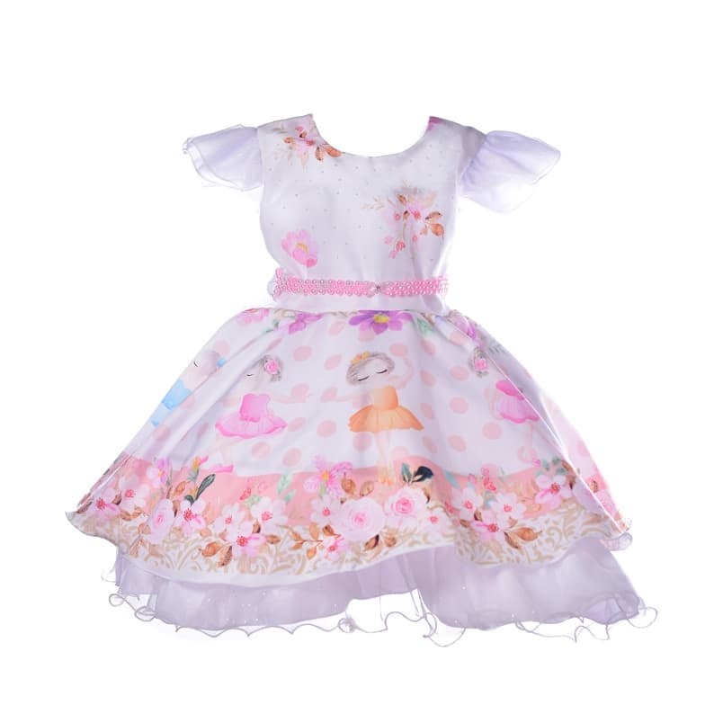 Vestido Infantil Bailarina Ballet Menina Luxo Festa Daminha Casamento Rosa Tule