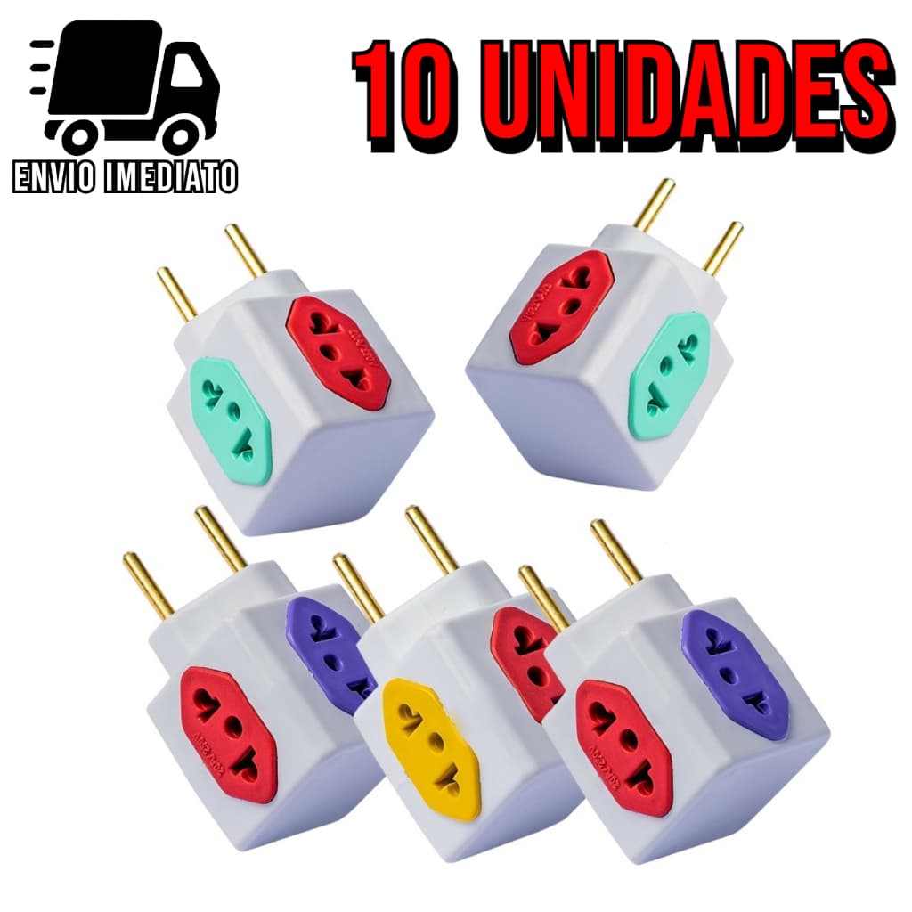Adaptador de Tomada Cubo Colorido 4 Entradas Bivolt Universal 10A e 20A