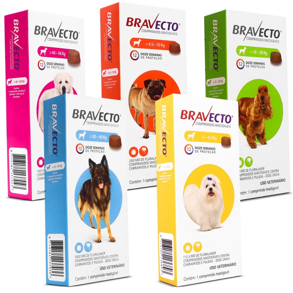 Antipulgas e Carrapatos Para Cães Bravecto 2kg a 56kg 112,5mg MSD