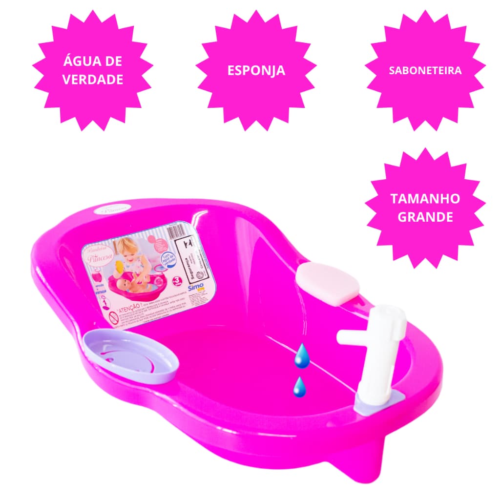 Banheira para Boneca Infantil com Água de Verdade - Tamanho Perfeito para Bebê Reborn