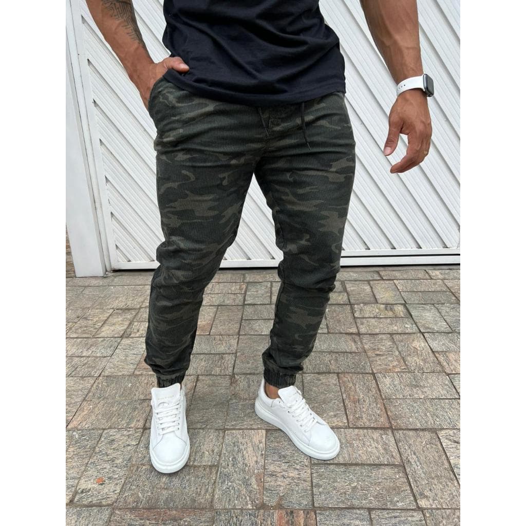 Camuflada - Calça Masculina - Sarja Importada - 36 ao 50 / P ao GG (Jogger Clássica)
