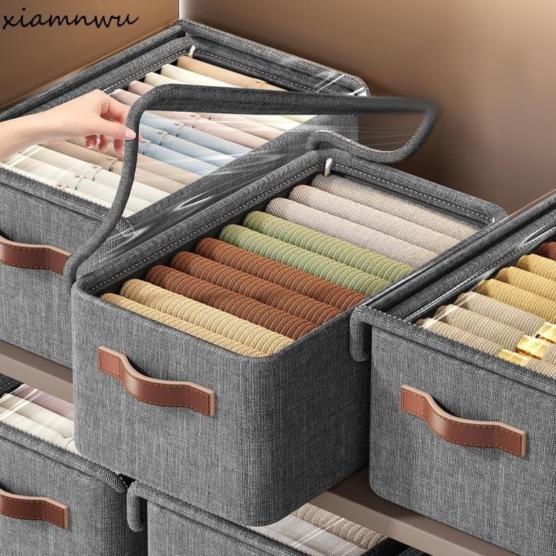 Kit Caixa Organizador de Roupa Multiuso Dobrável de Tecido para Guarda Roupa