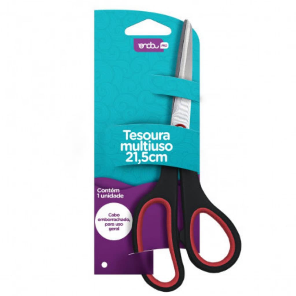 Tesoura Multiuso 21,5cm com Aço Inox e Cabo Emborrachado Onda Pro