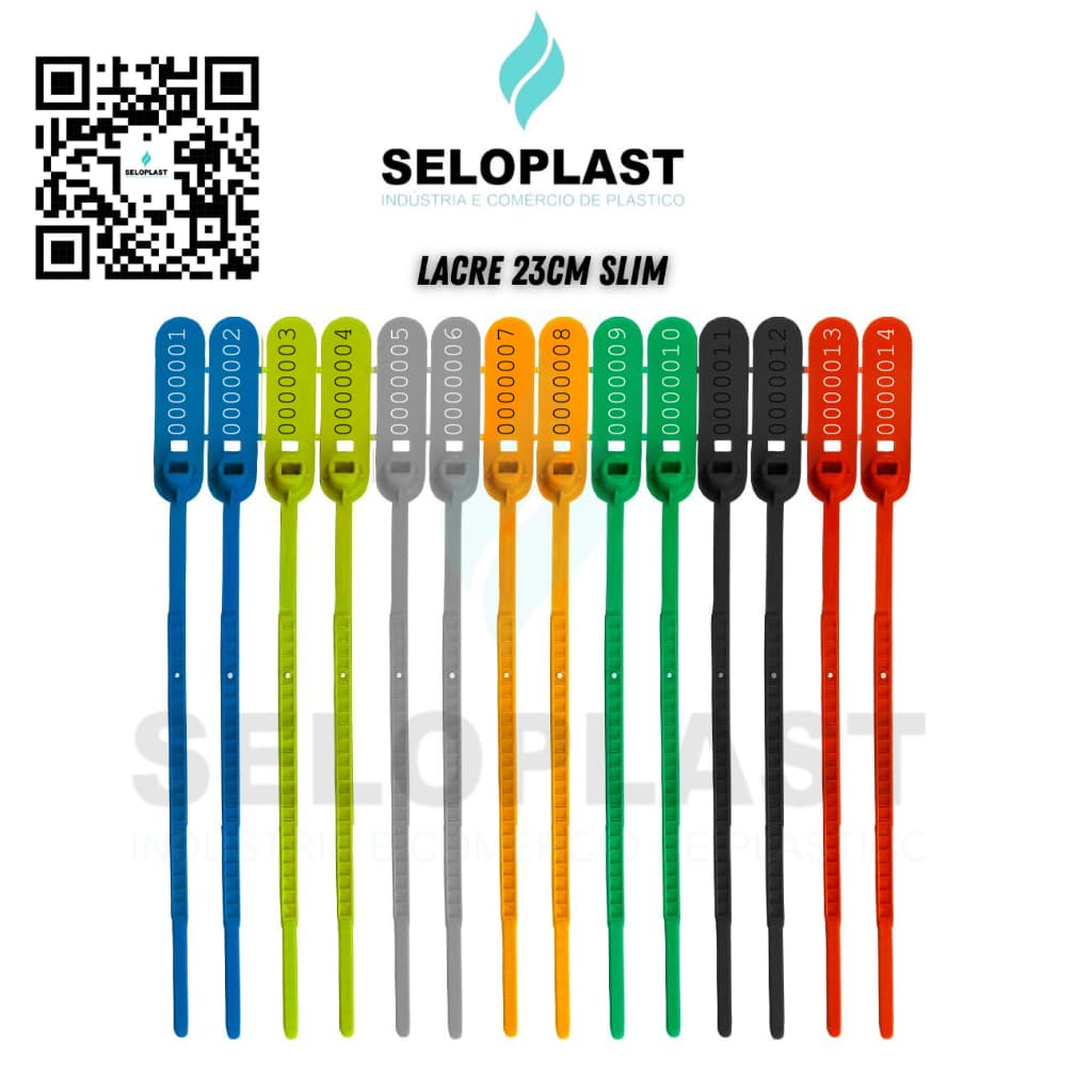 100 Lacres de Segurança 23cm Numerados (Modelo SLIM) - Uso: Malas de Viagem, Malotes, Caminhões.