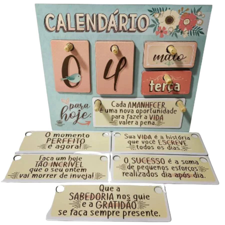 Calendario Decorativo Motivacional Diario MDF Escritório Casa