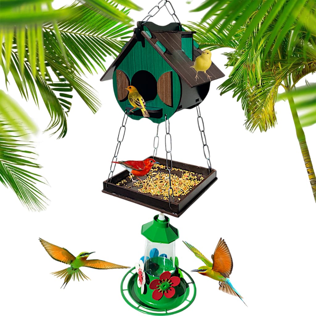 Comedouro Tratador Pássaros Livres Aves Silvestres + Bebedouro Beija-flor