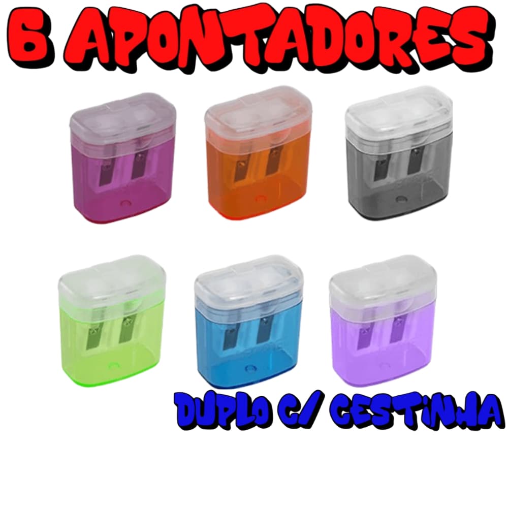 6 Apontador Duplo Cestinha Com Depósito Leo & Leo