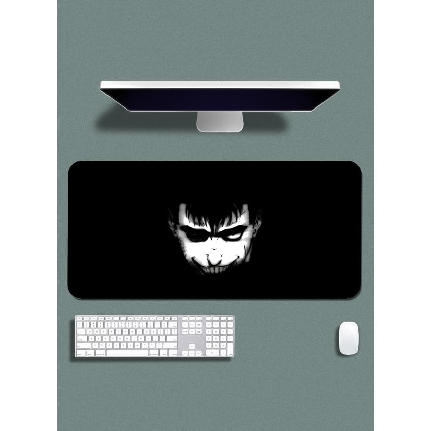 Mouse Pad Gamer p/ Destktop Borda Costurada Estampas Eclipse Espadachim Negro Premium