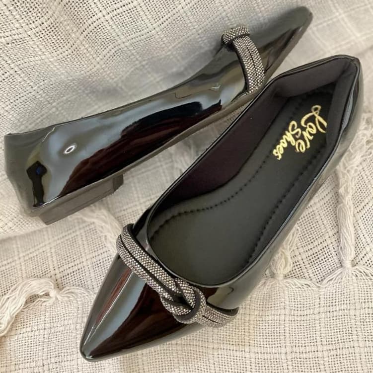 Sapatilha Feminino Bico Fino Verniz Brilho Maite Love Shoes 34 Ao 40