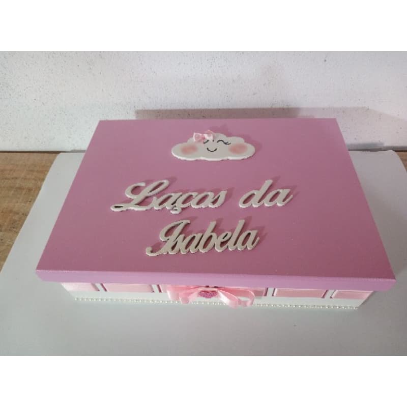 Caixa para Lacinhos Personalizada com nome do bebê.